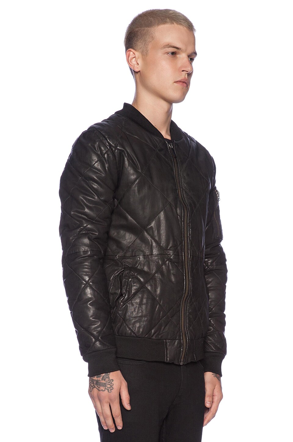 Scotch Soda Quilted Leather Er Jacket In Black Revolve