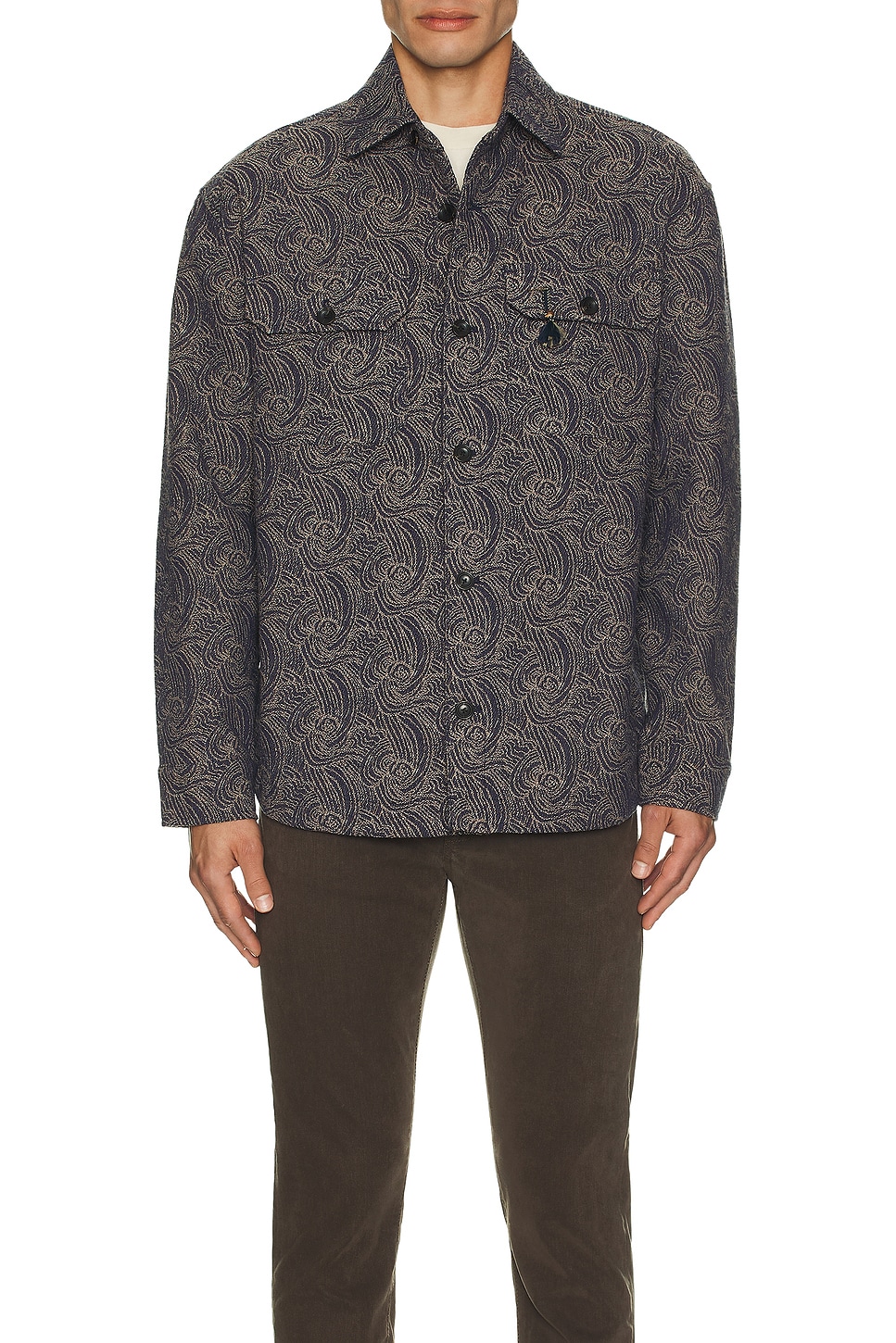 Scotch & Soda Jacquard Wool Blend Overshirt in Night Logo