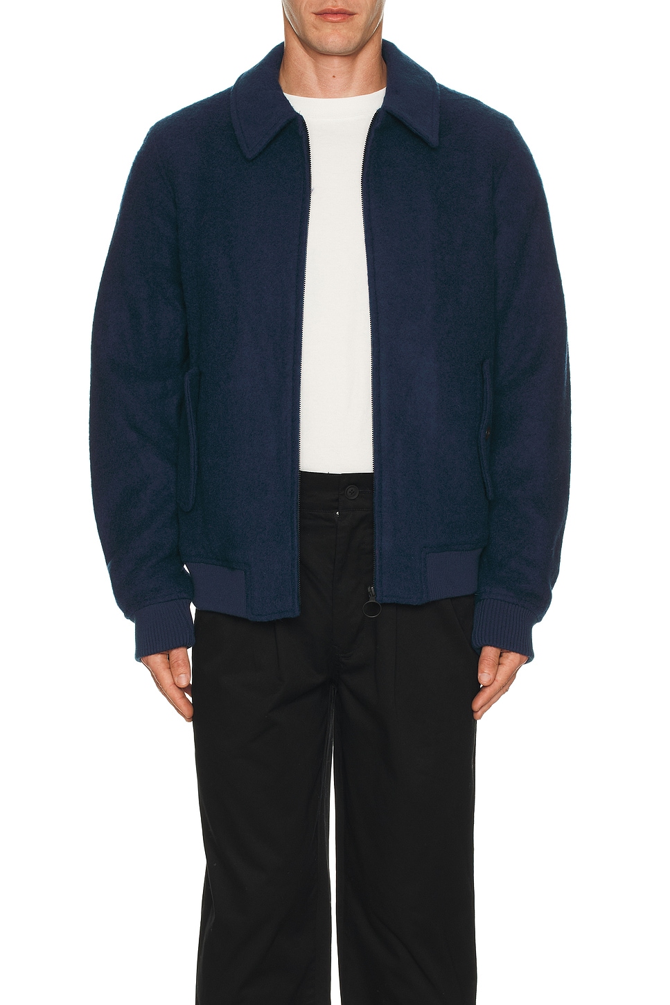 Scotch & Soda Faux Mohair Blouson Jacket in Heritage Blue
