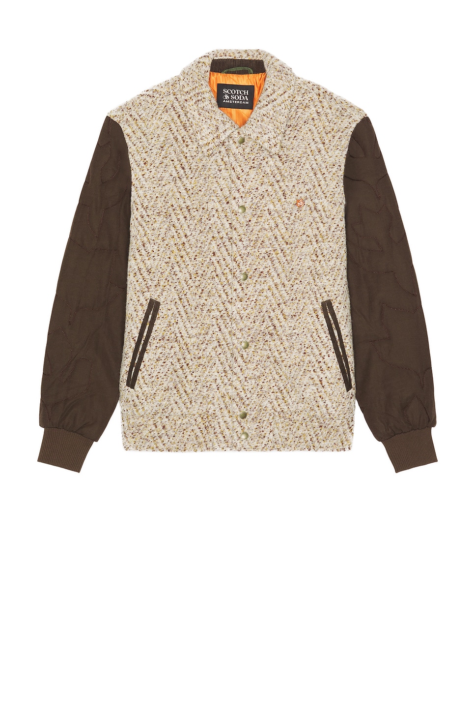 Scotch & Soda Varsity Sports Jacket in Taupe Melange | REVOLVE