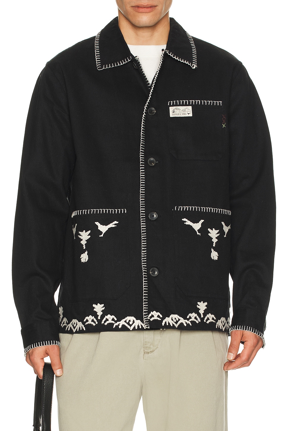 Scotch & Soda Embroidered Cotton Blend Jacket in Anthracite | REVOLVE