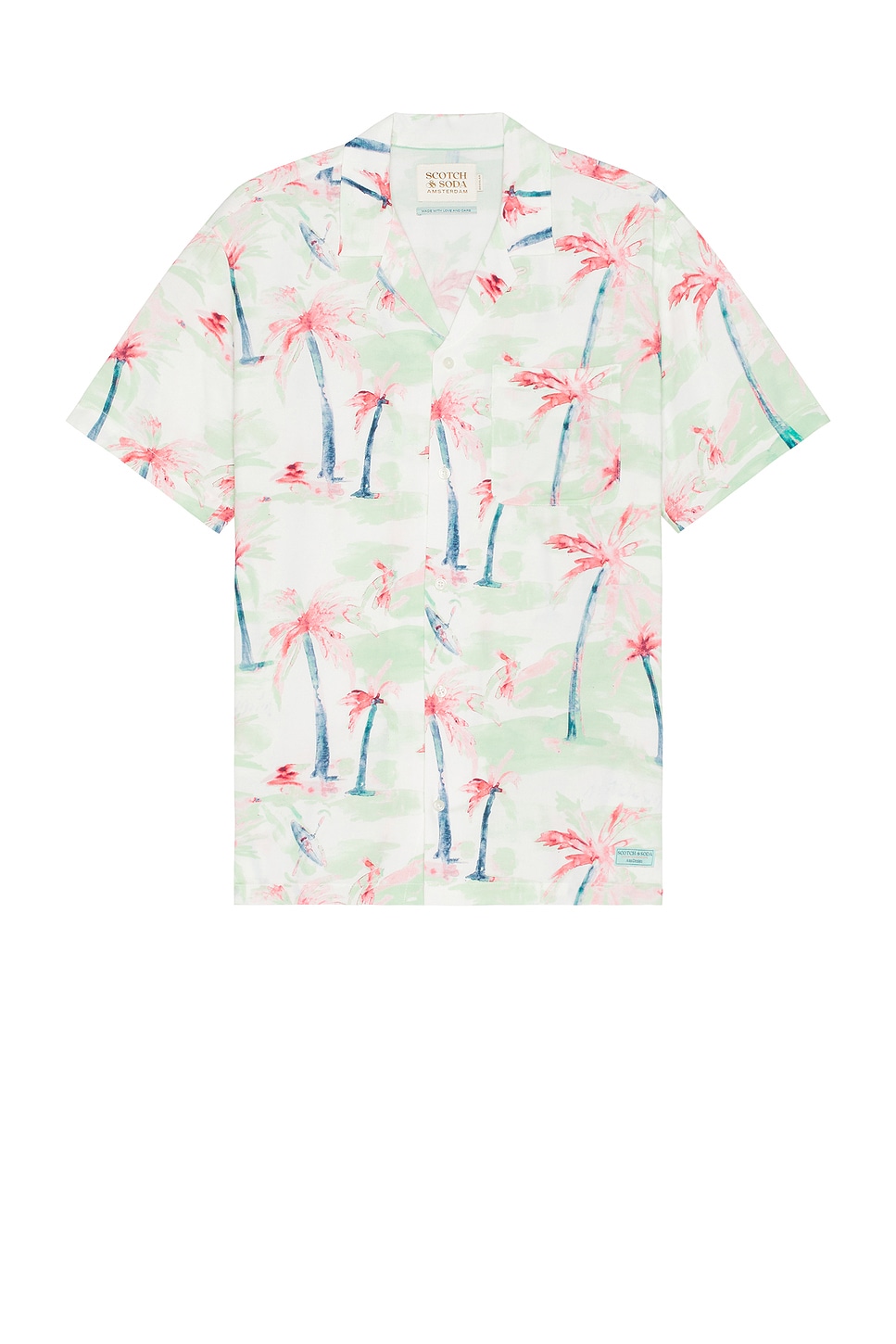 T-shirt Homme Scotch & Soda - Manches Courtes - Motif Fleuri Hawaii - Coupe Slim - Marron - Taille S