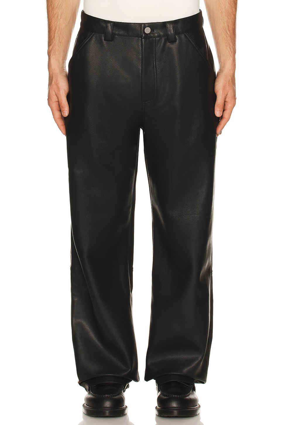 Plage MY_fake leather フード Stampd Faux Leather Carpenter Pant in Black | REVOLVE