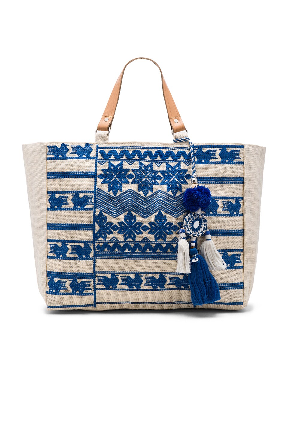 Star Mela Leila Embroidered Bag in Ivory & Blue | REVOLVE