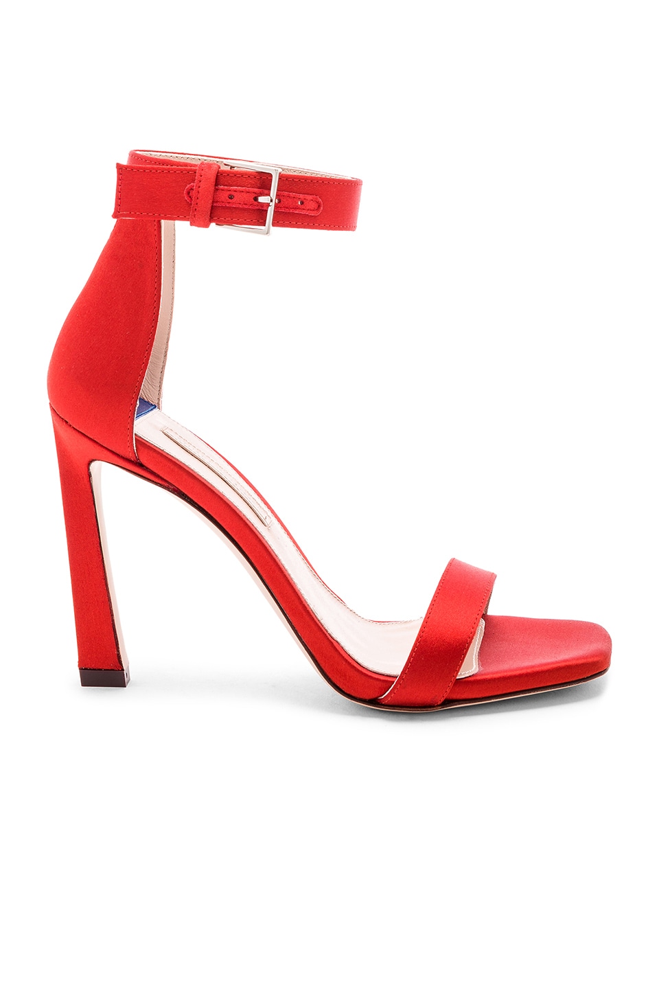 Stuart Weitzman Square Nudist Heel in Vermillion | REVOLVE