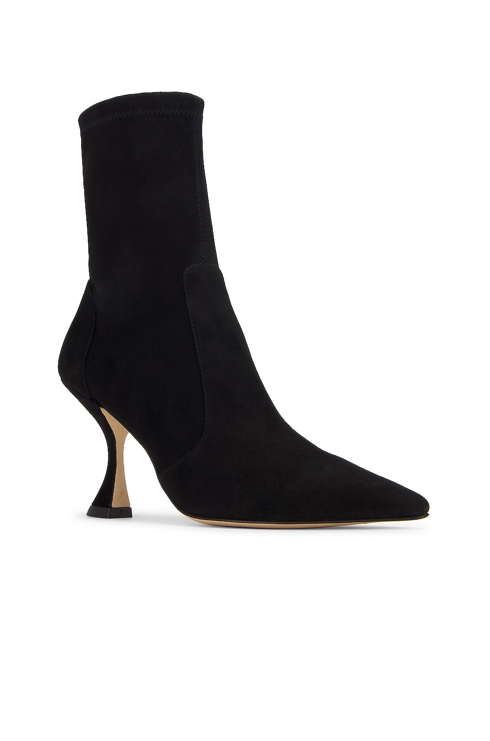 Stuart Weitzman XCurve 85 Sock Bootie in Black
