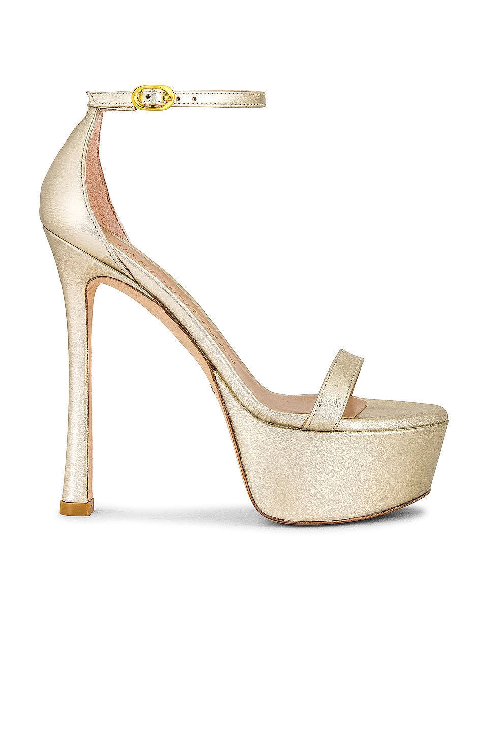 Stuart Weitzman Nudistcurve Hollywood Sandal in Light Gold | REVOLVE