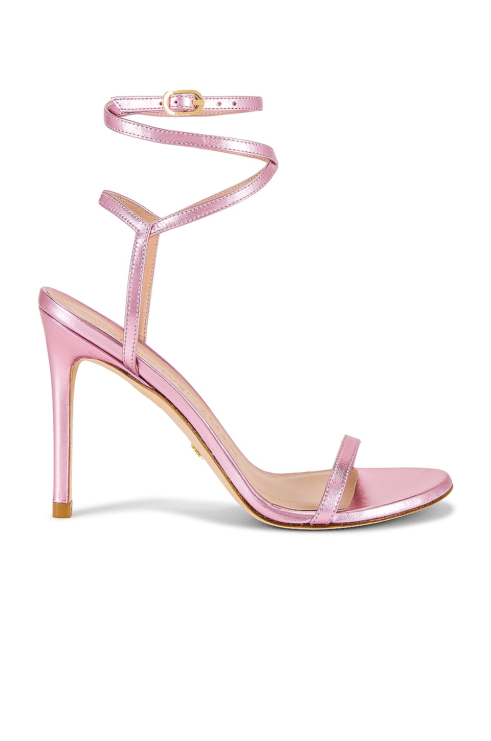 Stuart Weitzman Barelynude 100 Wrap Sandal In Cotton Candy Liquid 