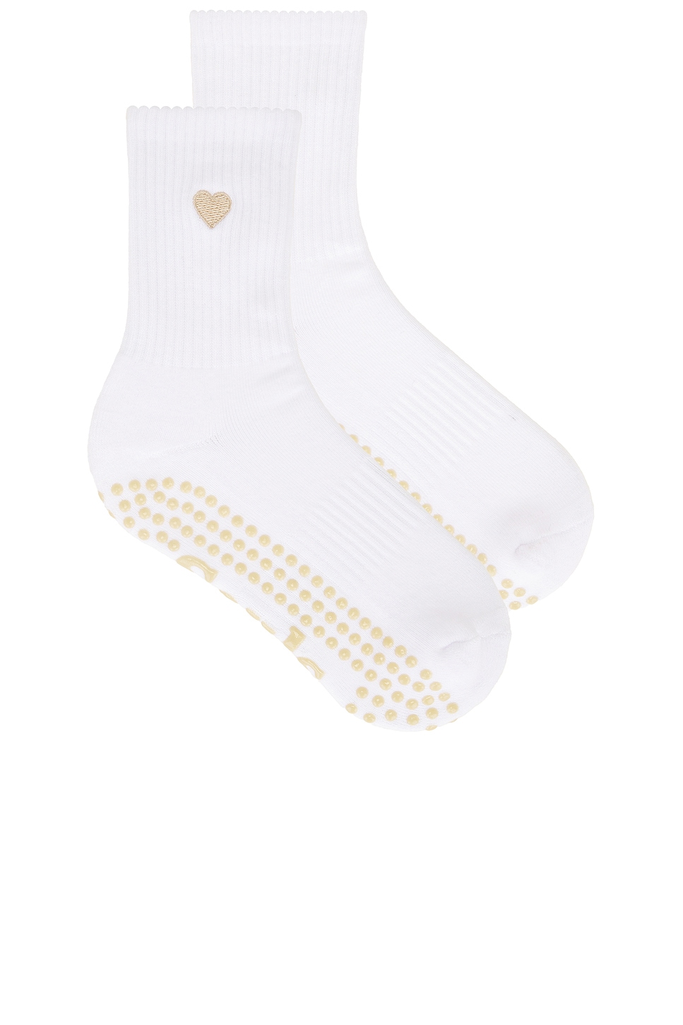 Beige Heart Grip Socks
