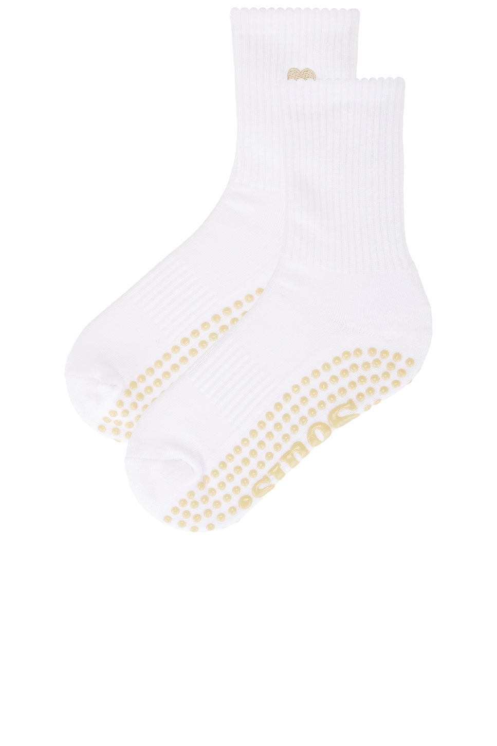 Beige Heart Grip Socks