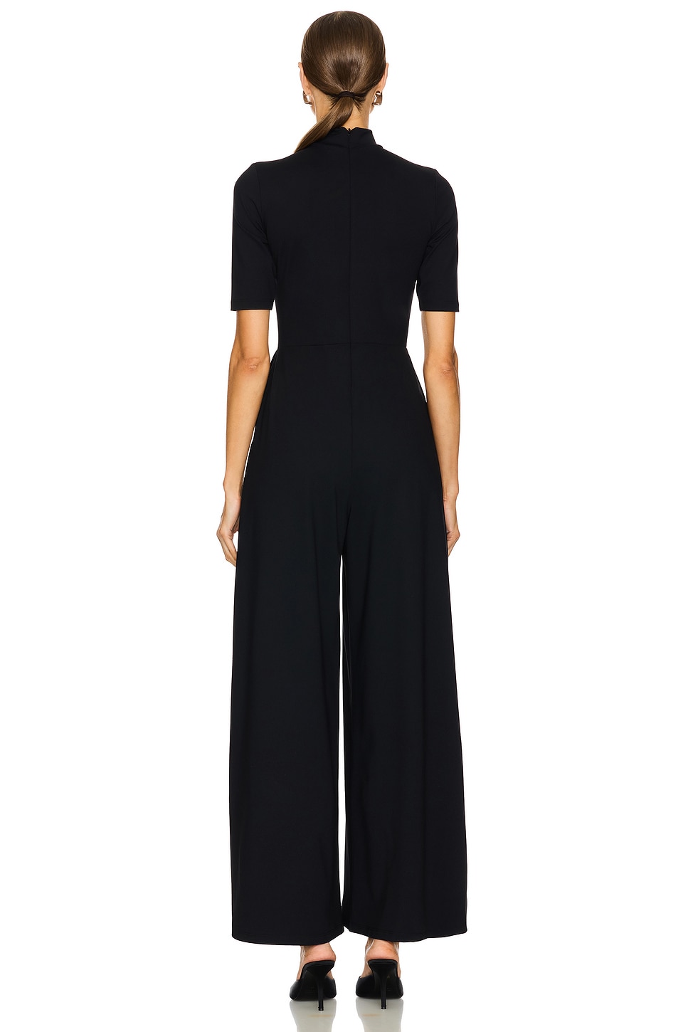 Susana Monaco Mock Neck Short Sleeve Jumpsuit in Black | REVOLVE