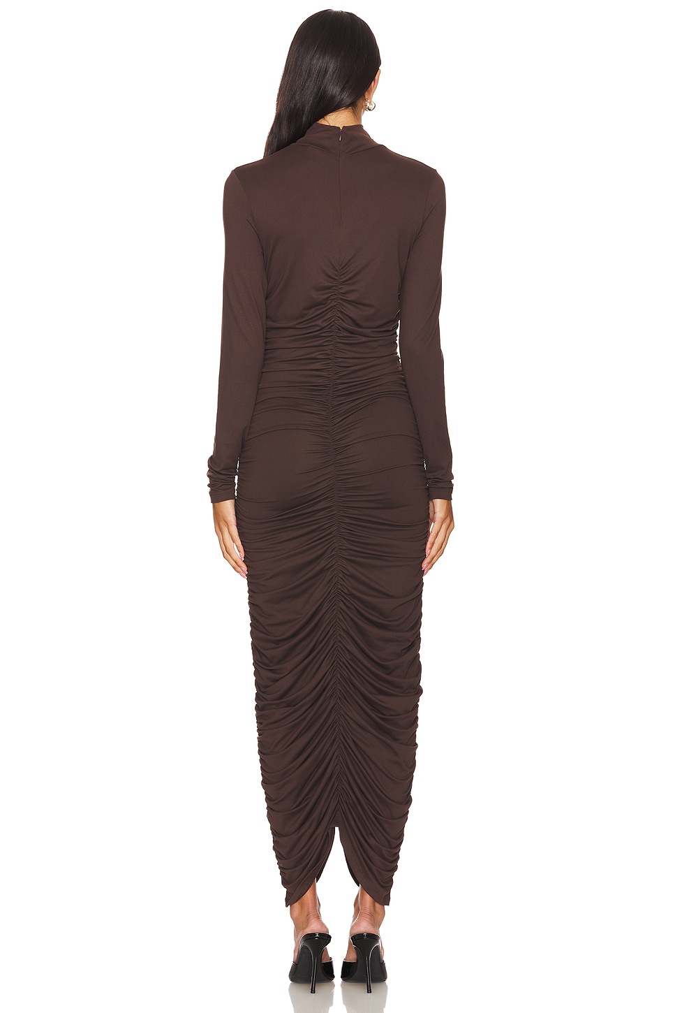 Susana Monaco Mock Gathered Long Sleeve Dress in Java | REVOLVE