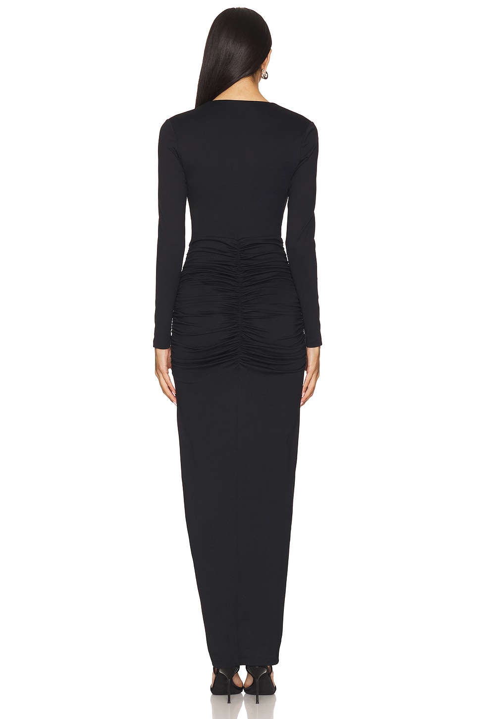 Tie Gathered Long Sleeve Dress