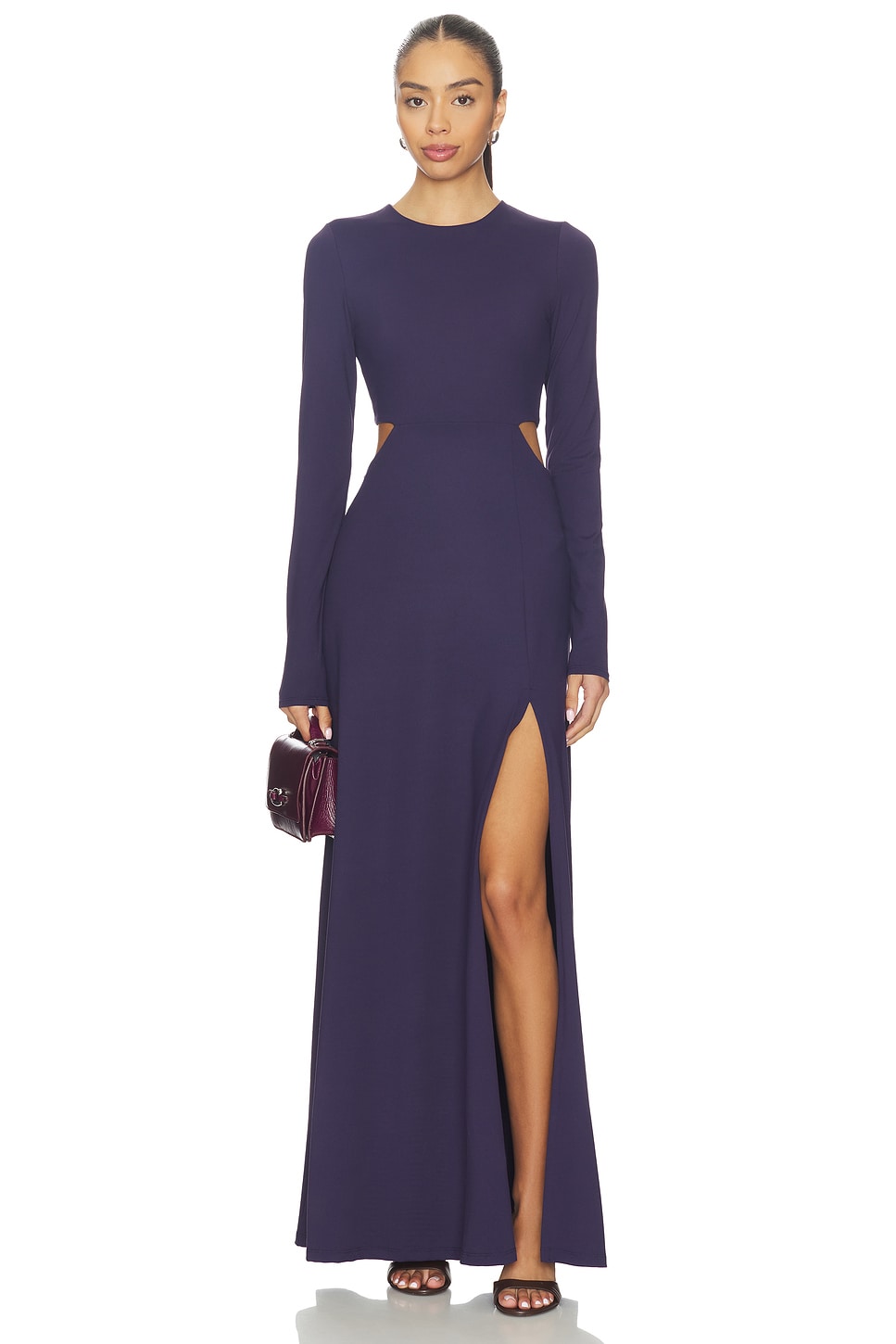 Susana Monaco Crew Side Slit Occasion Dress in Eggplant | REVOLVE Susana Monaco Crew Side Slit Occasion Dress in Eggplant | REVOLVE