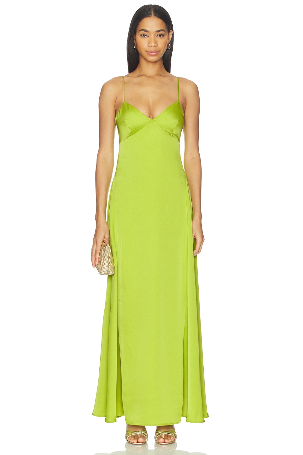 Susana Monaco Satin Slip Dress in Chartreuse | REVOLVE
