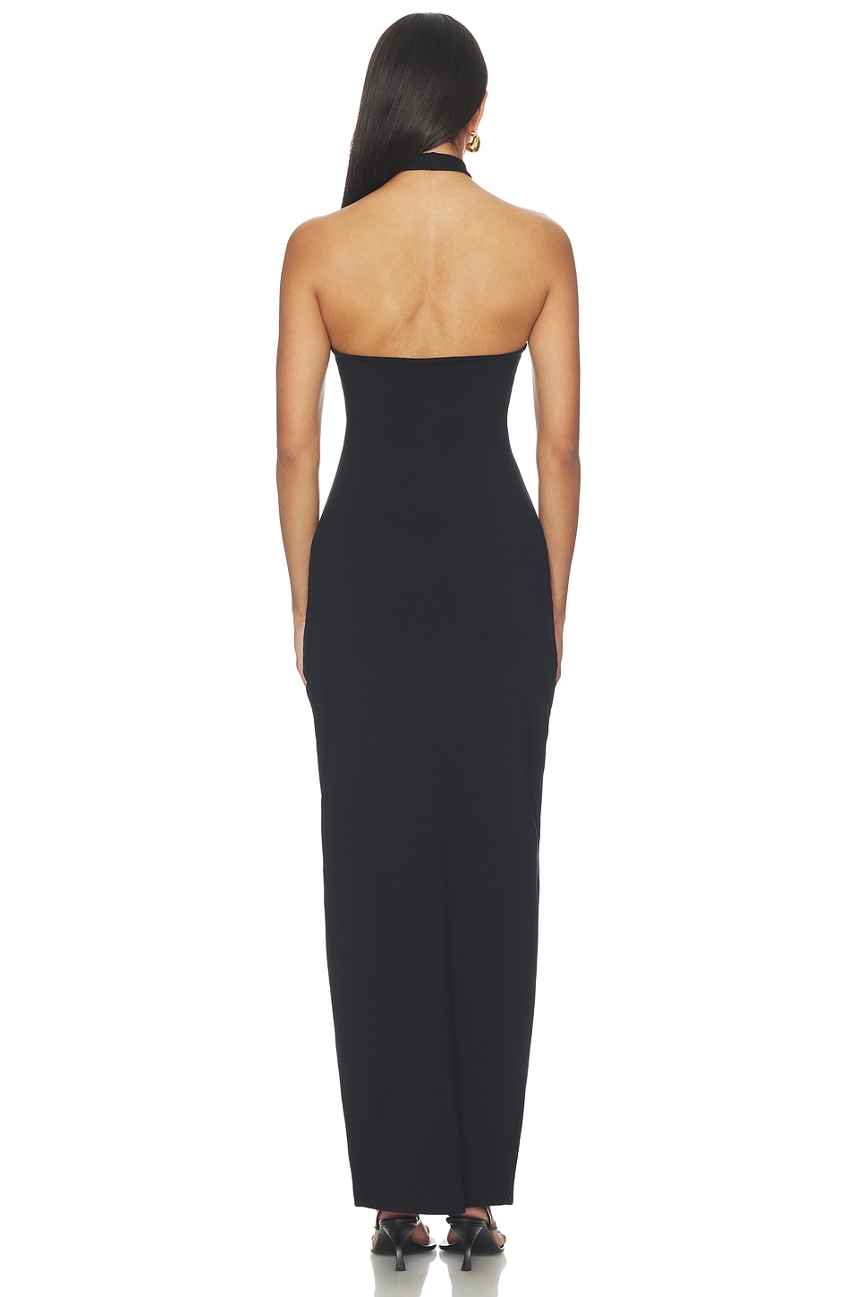 susana monaco gathered halter dress Cross Front Front in Black Women's dresses