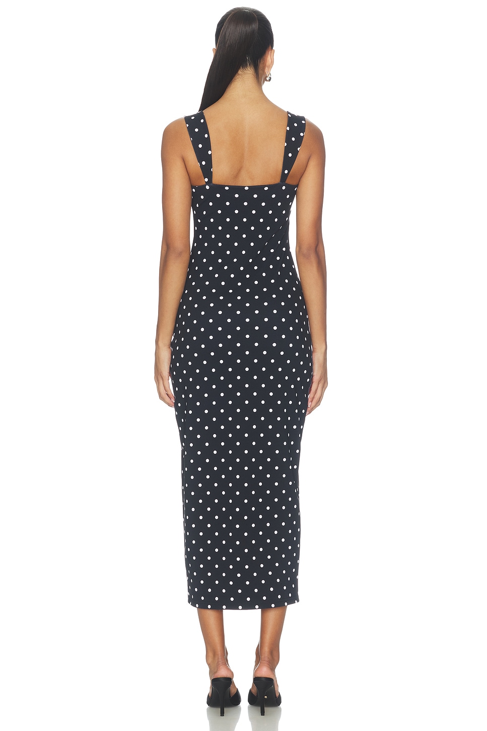 Susana Monaco Polka Dot Angle Strap Slit Dress