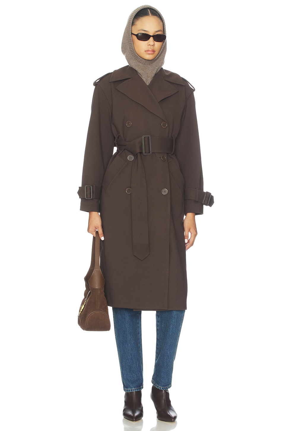 Susana Monaco Double Knit Trench Coat in Java | REVOLVE