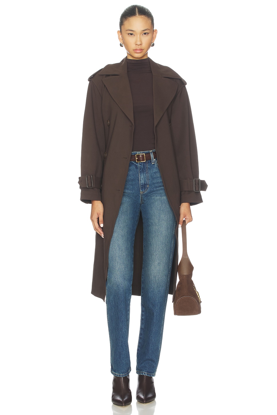 Susana Monaco Double Knit Trench Coat in Java | REVOLVE