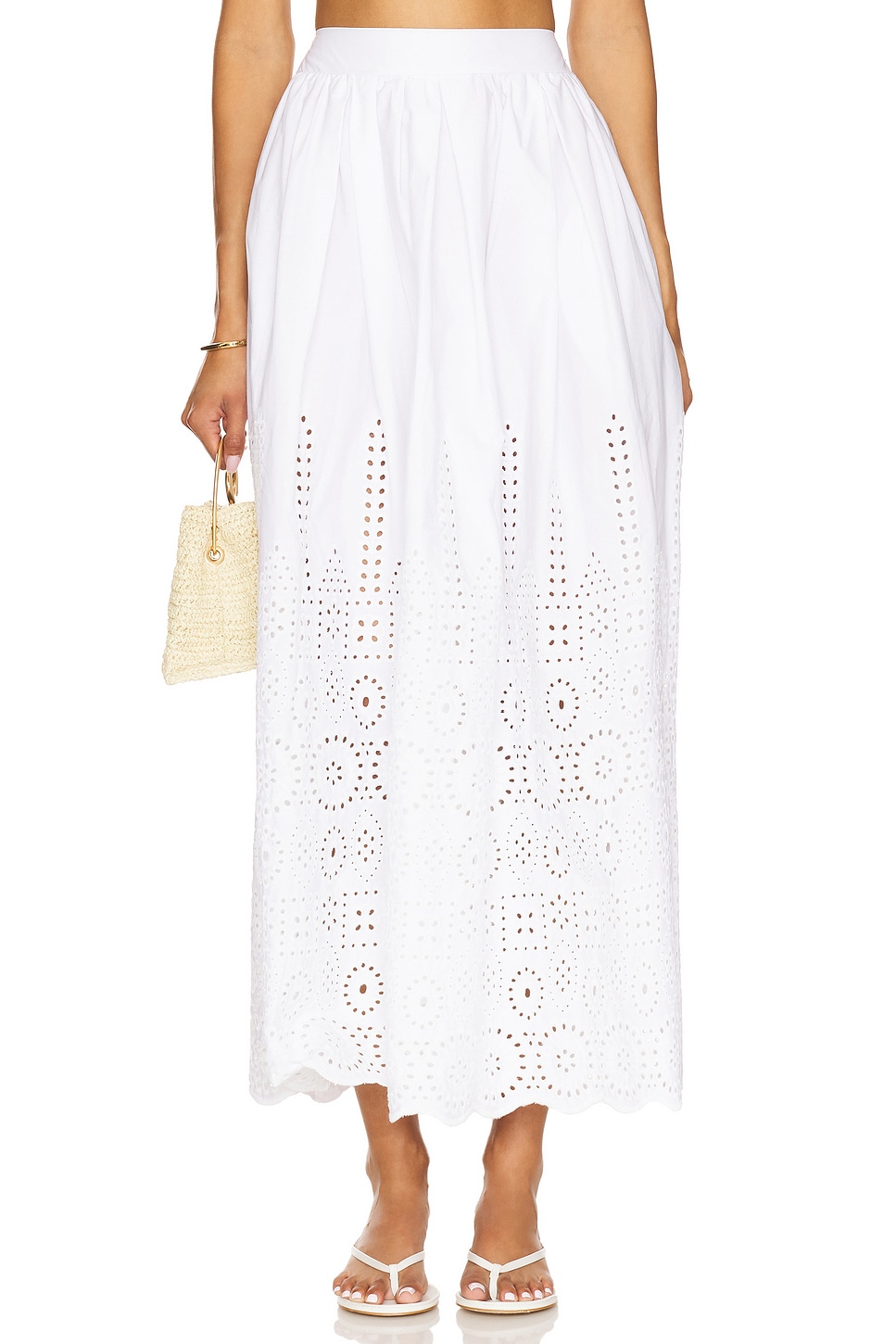 Embroidered Poplin Maxi Skirt