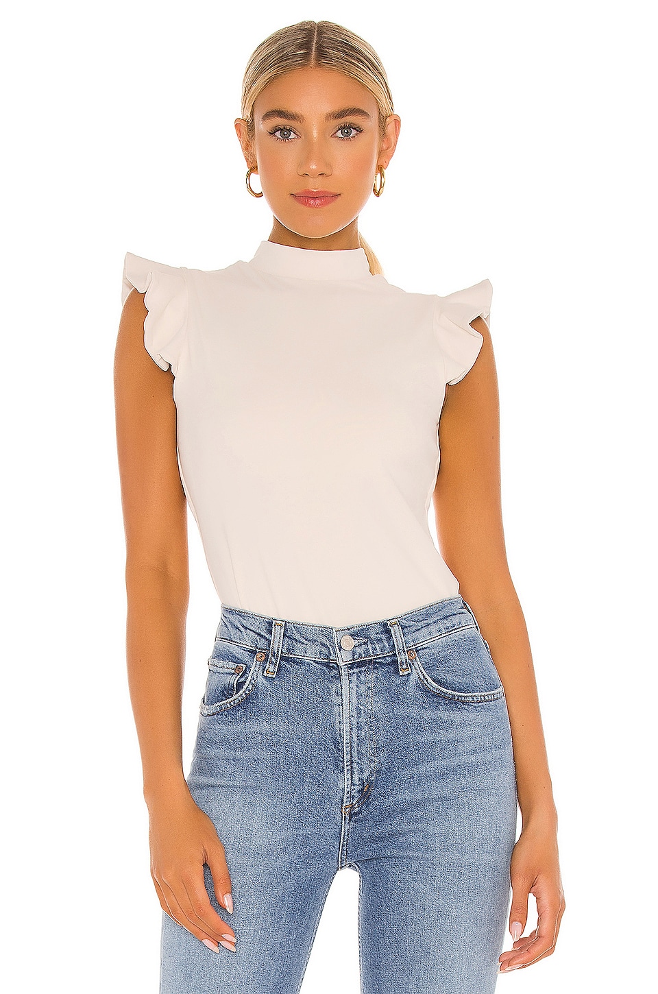 ruffle mock neck top