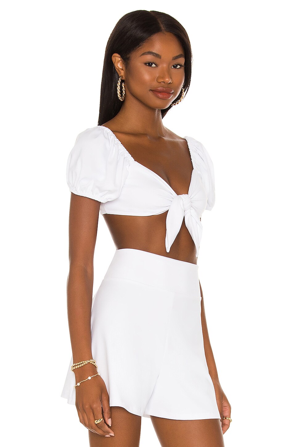 Susana Monaco Tie Front Crop Top in Sugar