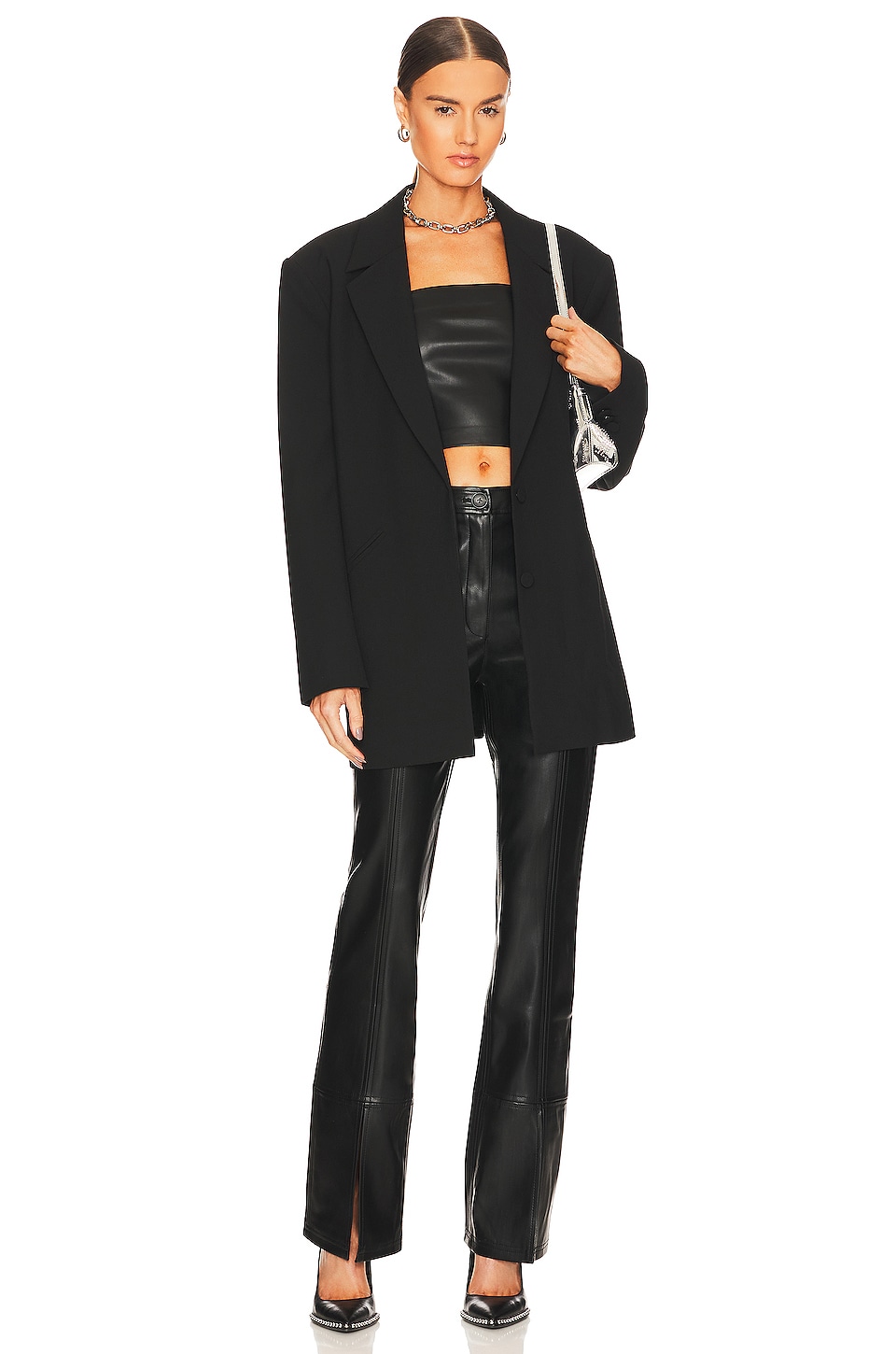 Faux Leather Crop Tube Top