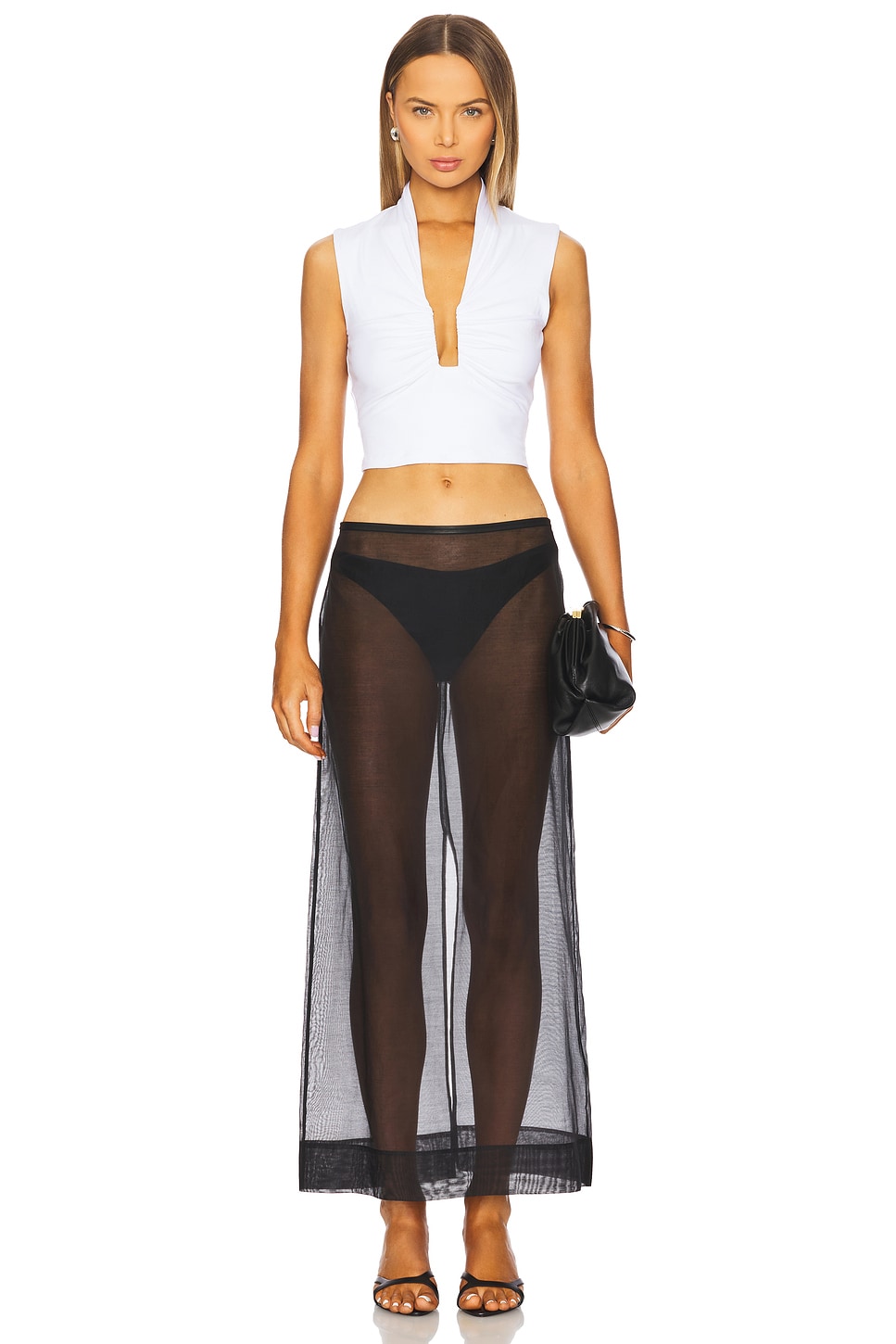 Square Wire Gathered Sleeveless Top