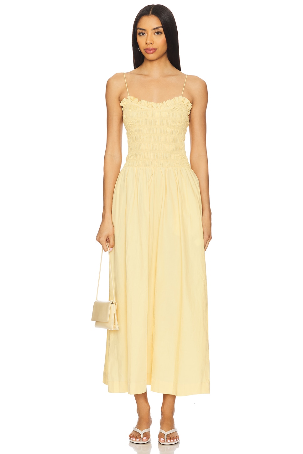 SWF Ruffled Bodice Midi Dress in Mellow Yellow | REVOLVE SWF Ruffled Bodice Midi Dress in Mellow Yellow | REVOLVE