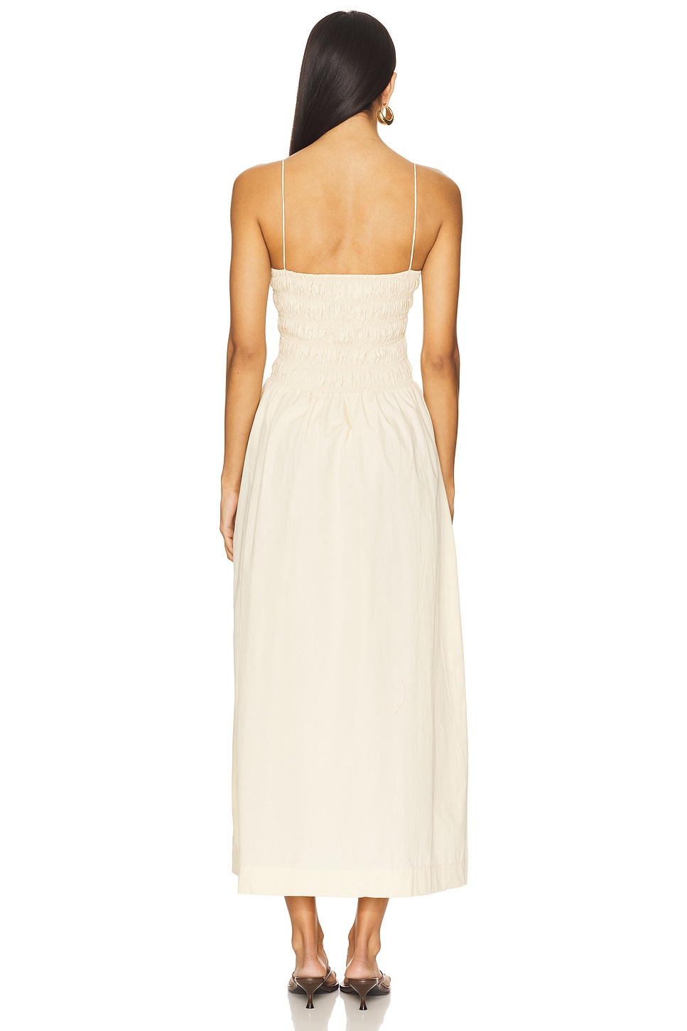 Ruffled Bodice Midi Dress