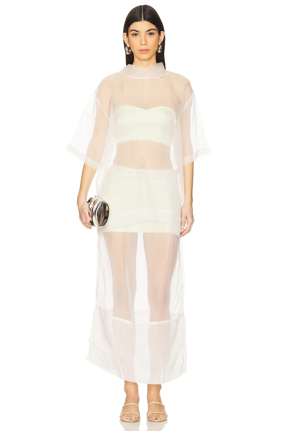 SWF Sweetheart Satin Bandeau & High Collar Sheer Tee