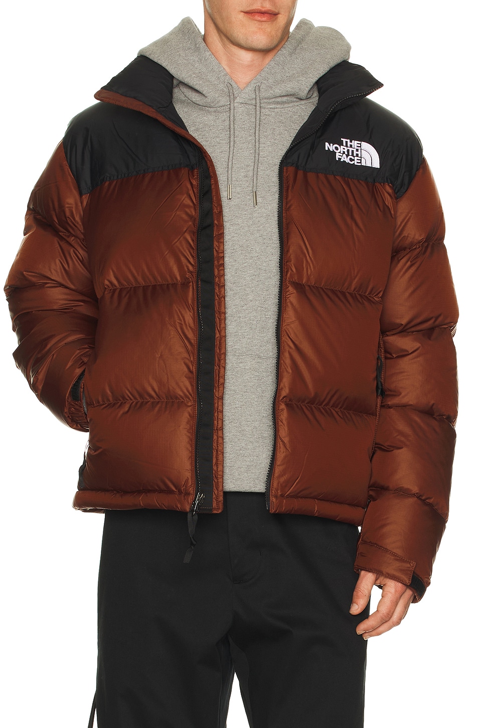 The North Face 1996 Retro Nuptse Jacket in Ember Soil & TNF Black