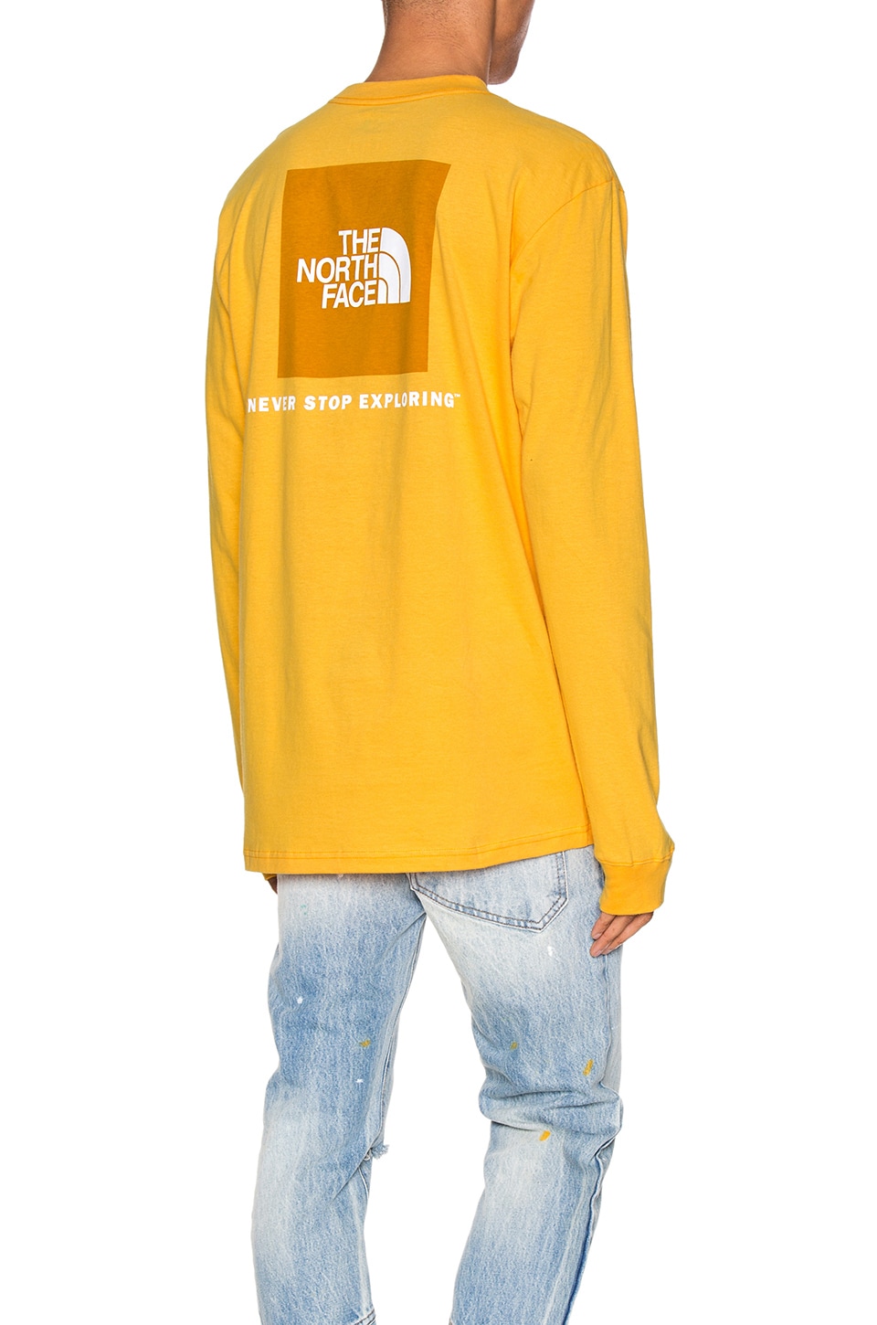 north face long sleeve red box tee