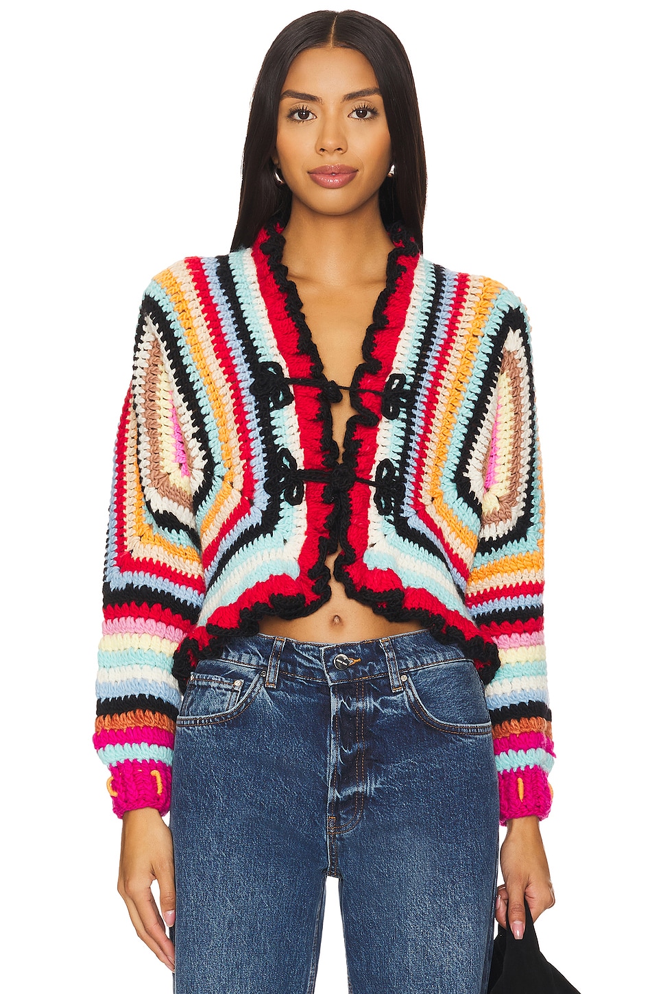Tach Clothing Coral Crochet Cardi in Multi | REVOLVE