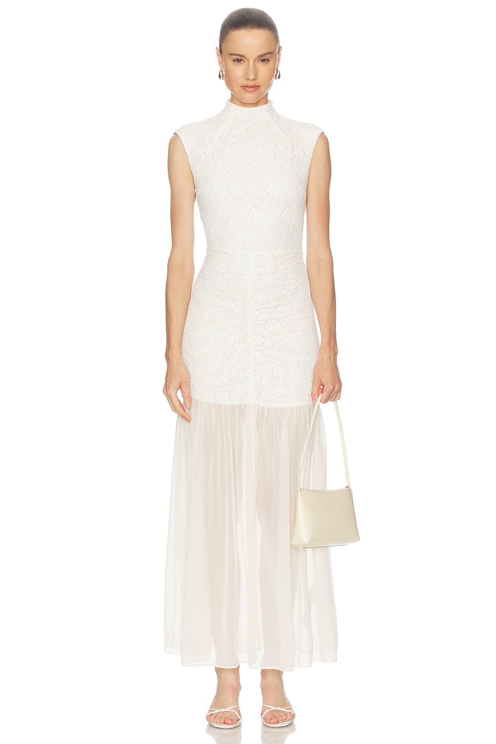 Lace Ruched Maxi Dress