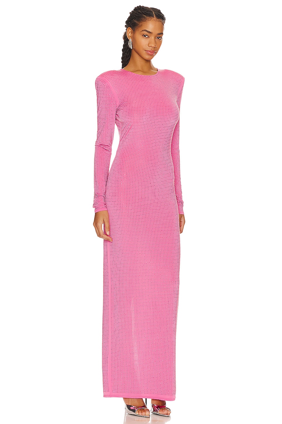ROTATE Embellished Fitted Dress In Ibis Rose REVOLVE rotate-embellished-fitted-dress-in-ibis-rose-revolve