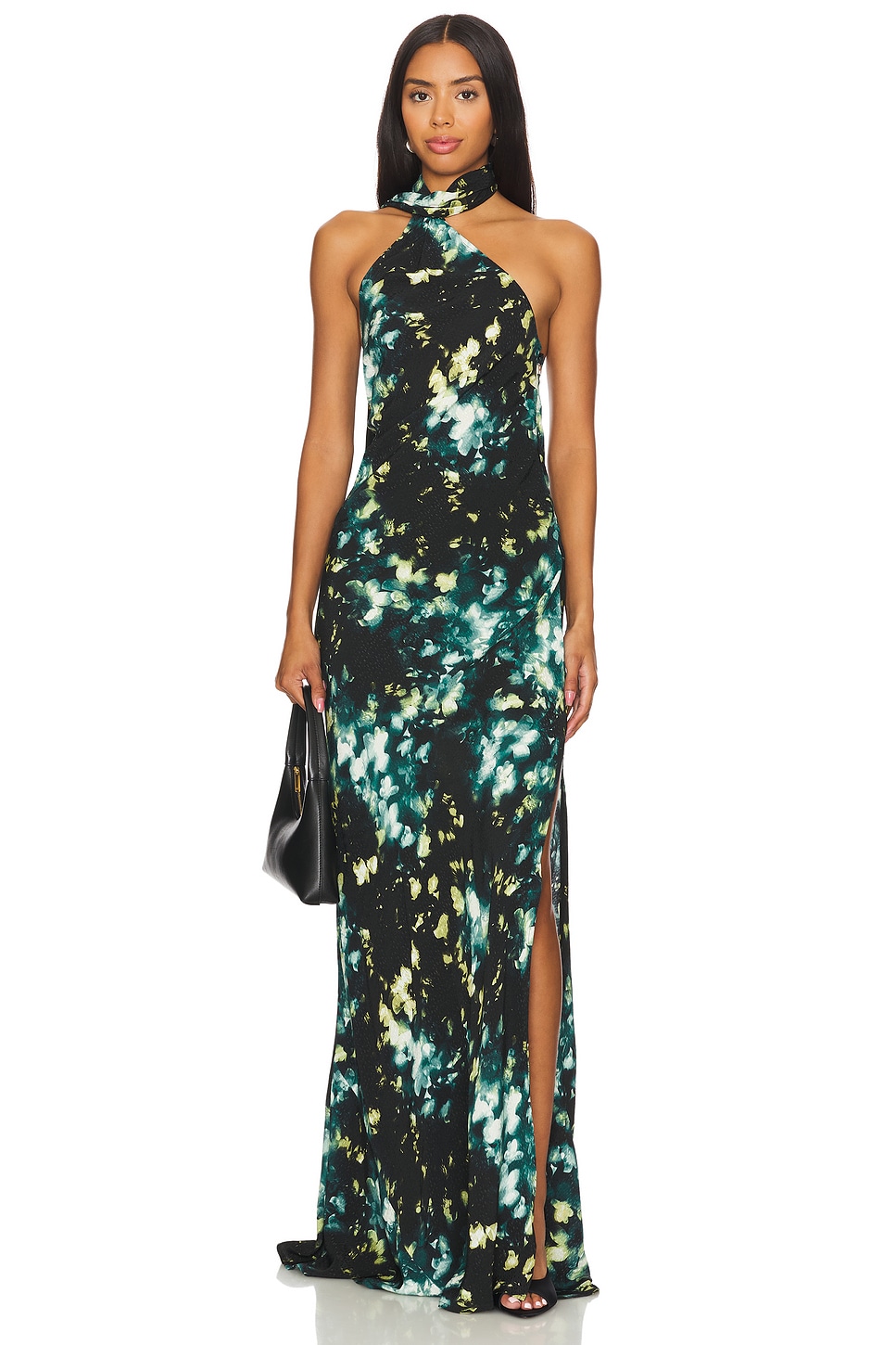 ROTATE Asymmetric Maxi Dress in Optic Buttercup & Jet Set Combo | REVOLVE