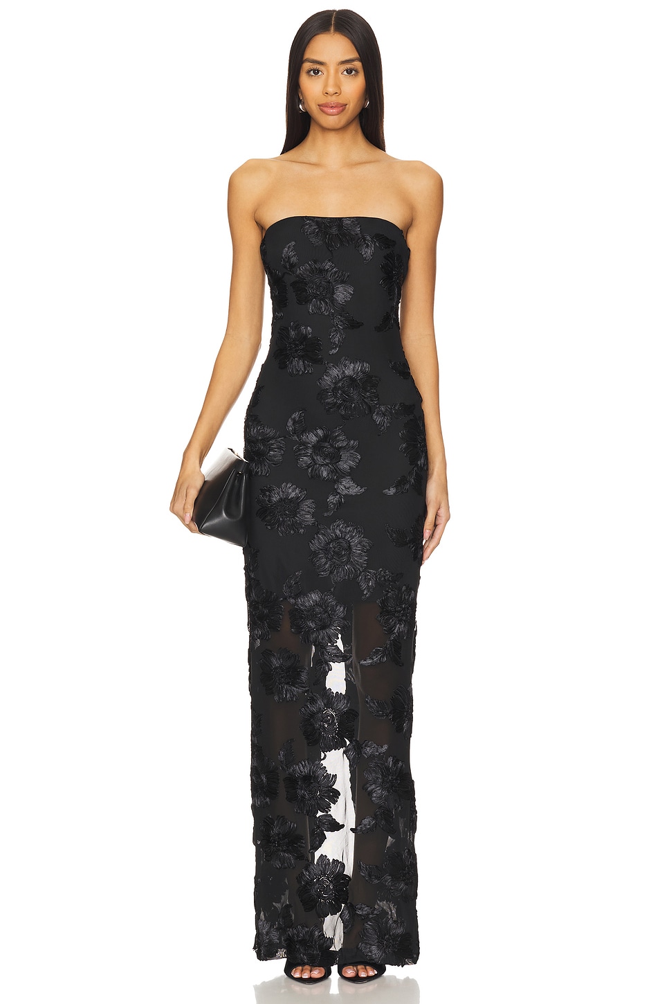 ROTATE Flower Mesh Tube Dress in Black | REVOLVE