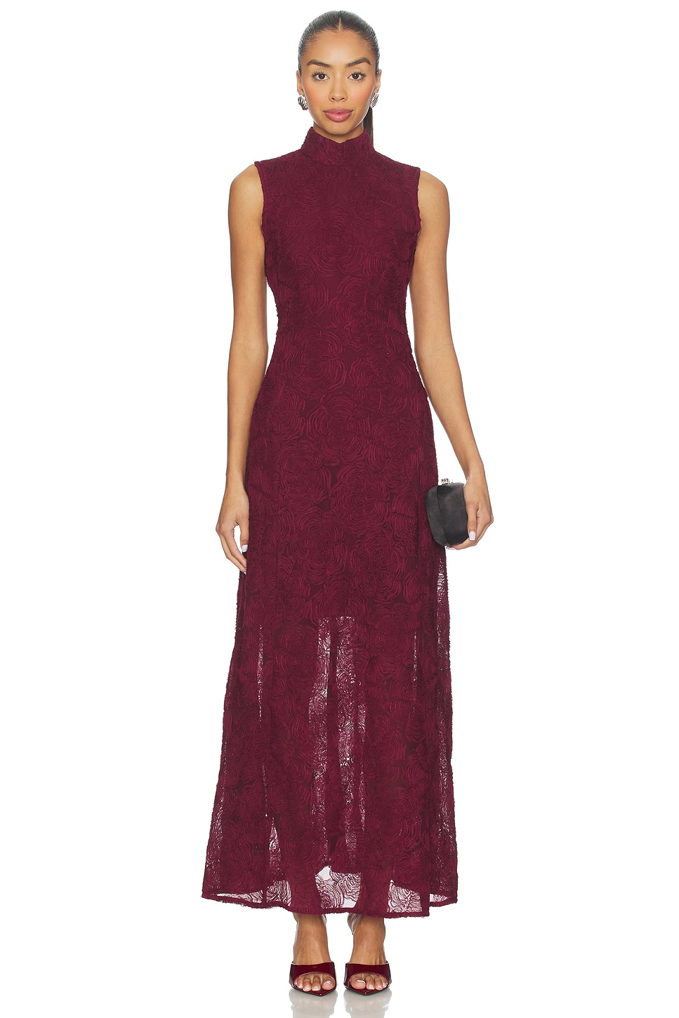 bodycon wedding dress Burgundy Floral Velvet Midi Dress – Boss Boutique