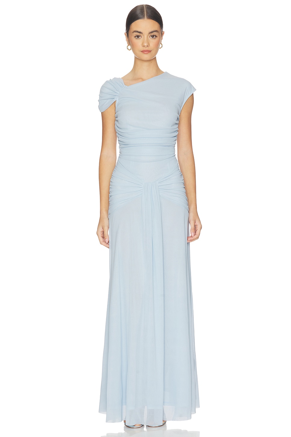 rotate mesh asymmetric dress Maxi in Plein Air Colour:SkyBlue Downtown Wedding Dress - Crafted from mesh fabric Bromborough Warehouse - Out of Stock
