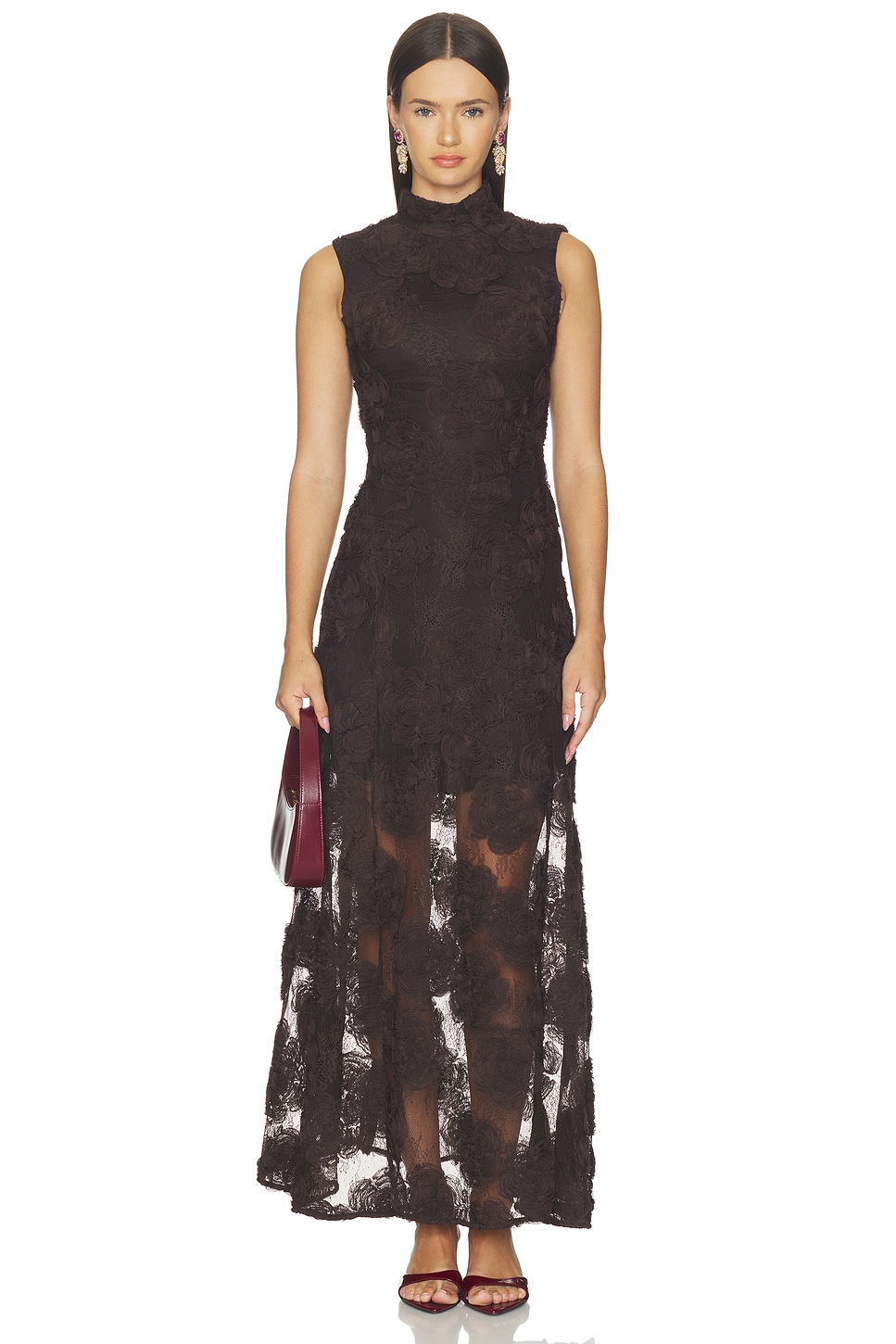 3d Flower Maxi Dress in Mol� - thumbnail 2