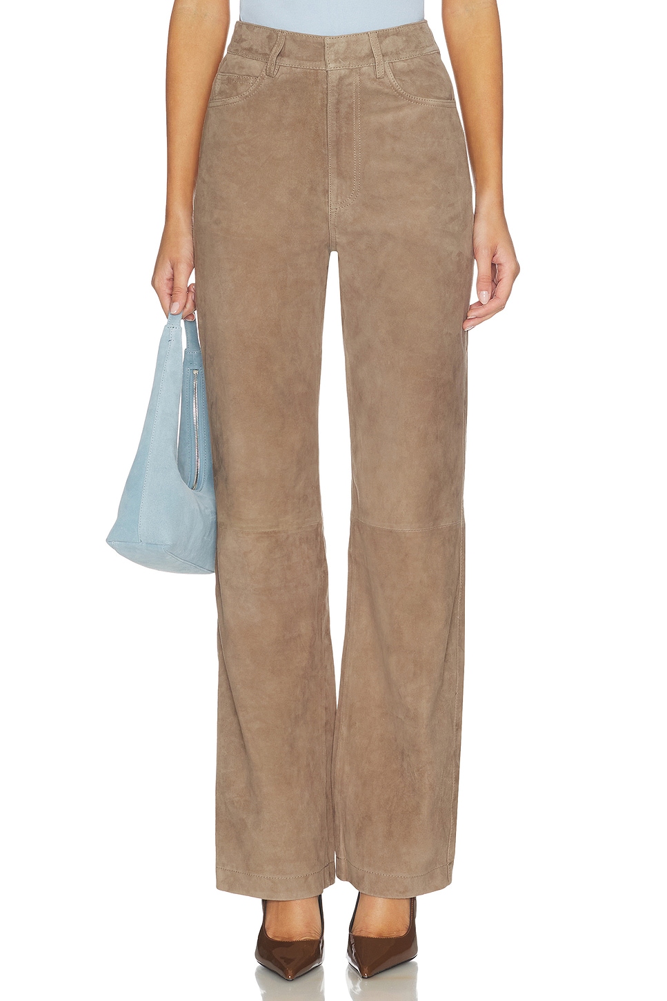 Straight Suede Pants