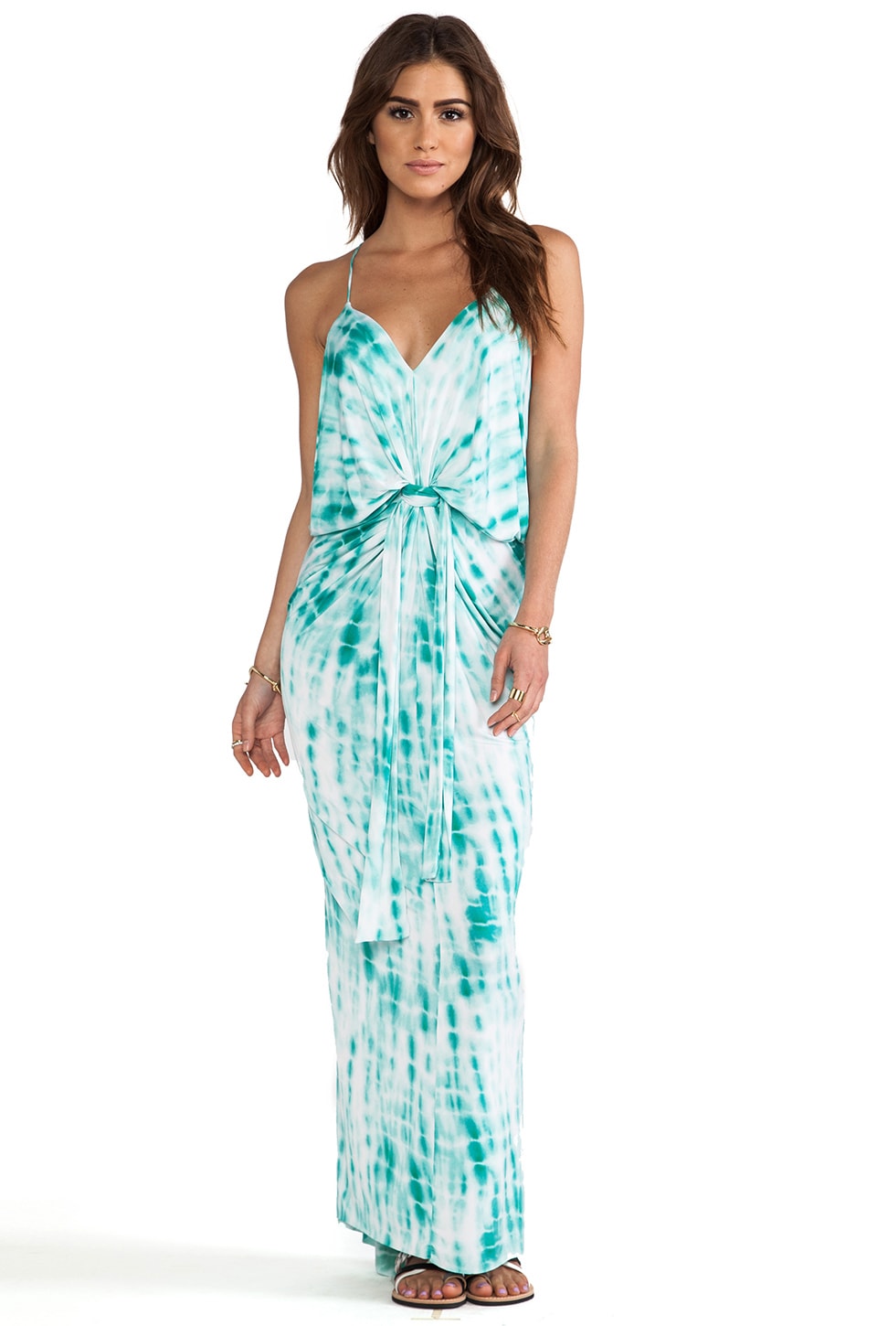 T-Bags LosAngeles Knot Front Maxi Dress in Turquoise Tie Dye | REVOLVE