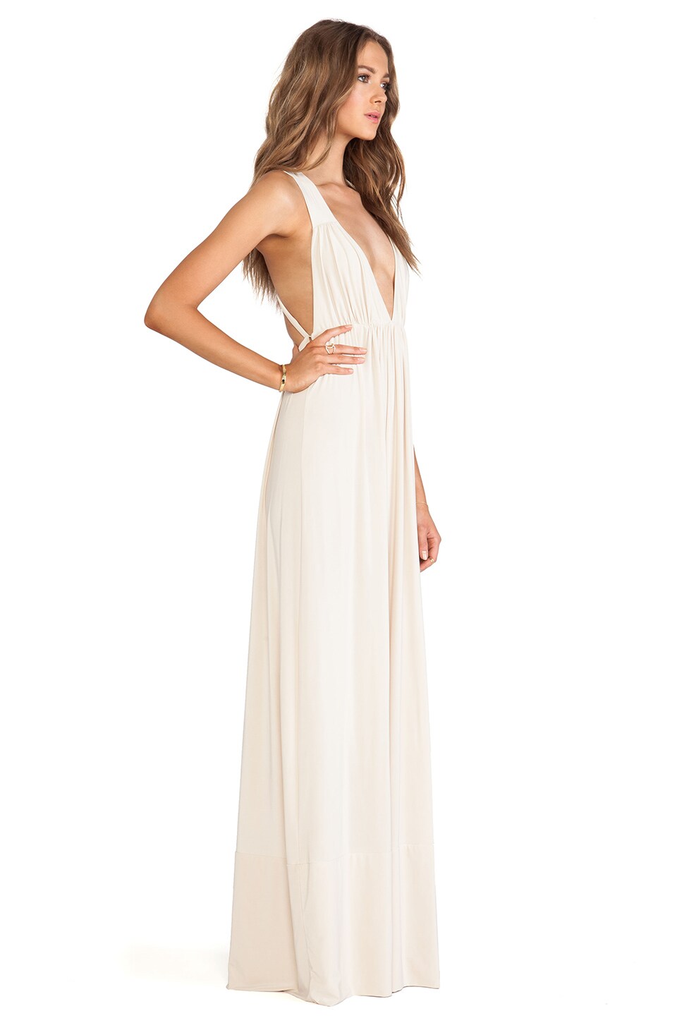 T-Bags LosAngeles Tie Back Maxi Dress in Cream