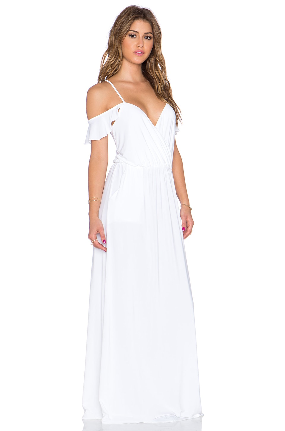 T Bags Losangeles Cold Shoulder Maxi Dress In White Revolve 