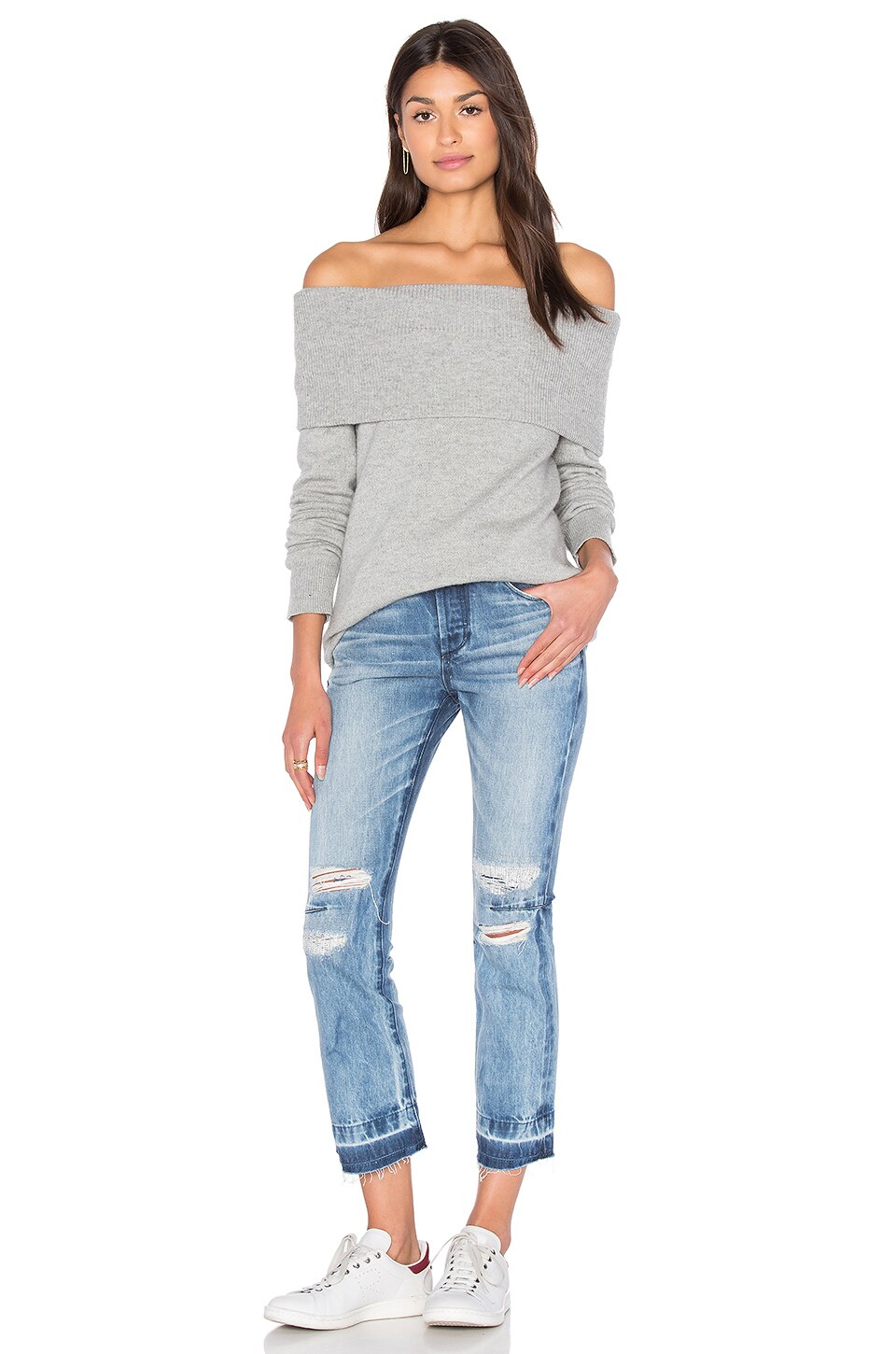 ALEXANDER WANG T CASHWOOL OFF THE SHOULDER SWEATER