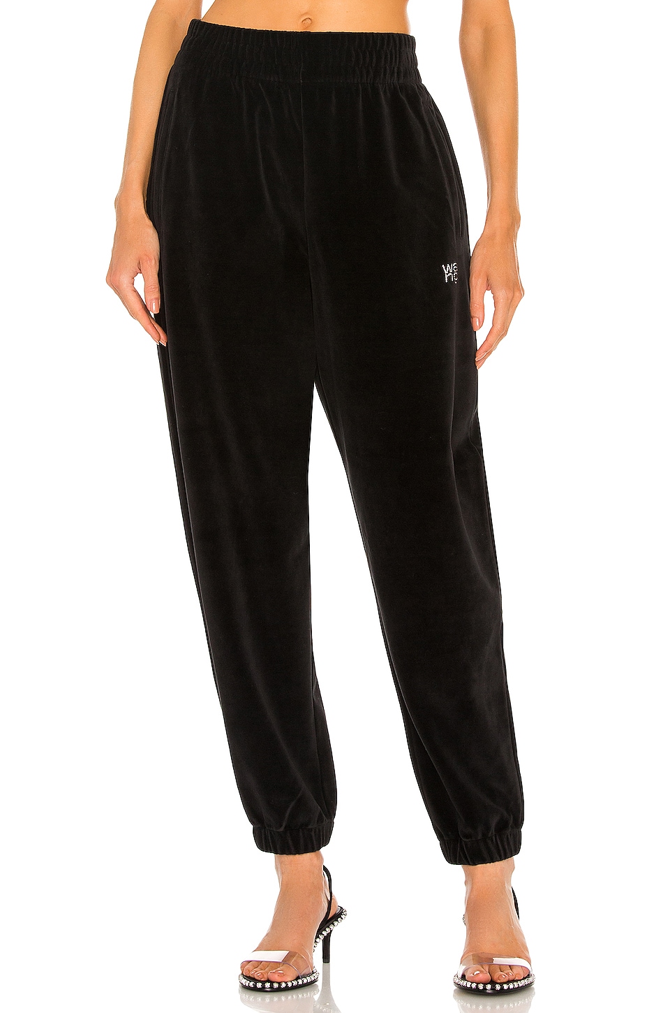 T by Alexander Wang Sweatpant with Crystal Logo Black