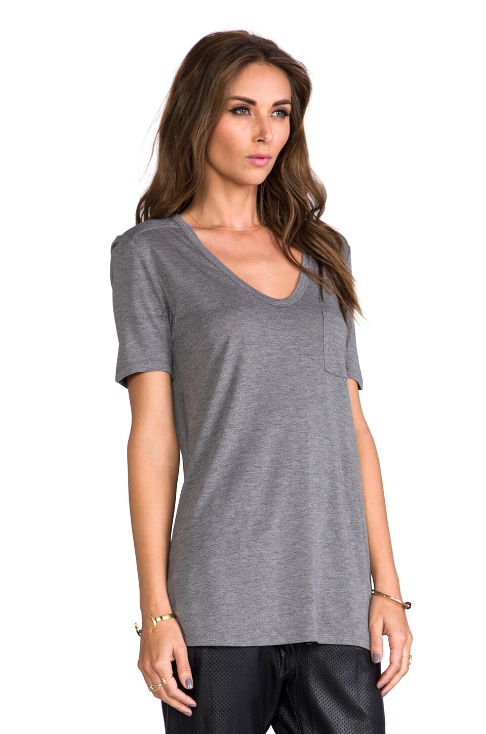 Alexander Wang Classic T with Pocket in Heather Grey