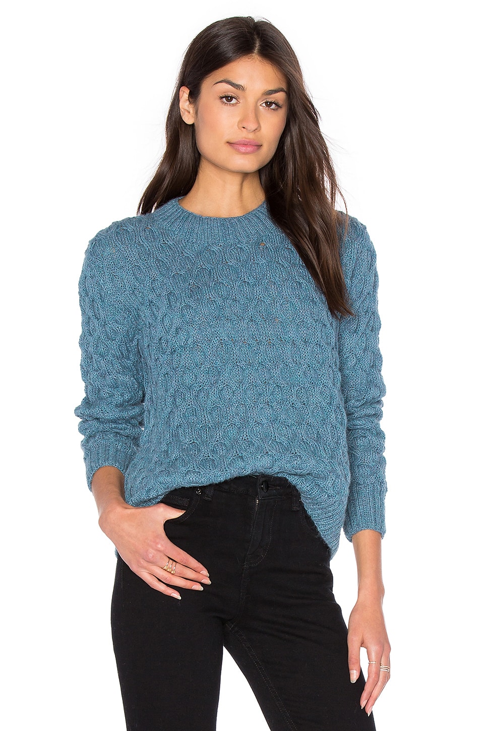 Tejido Honeycomb Crew Neck Sweater in Sky Blue | REVOLVE