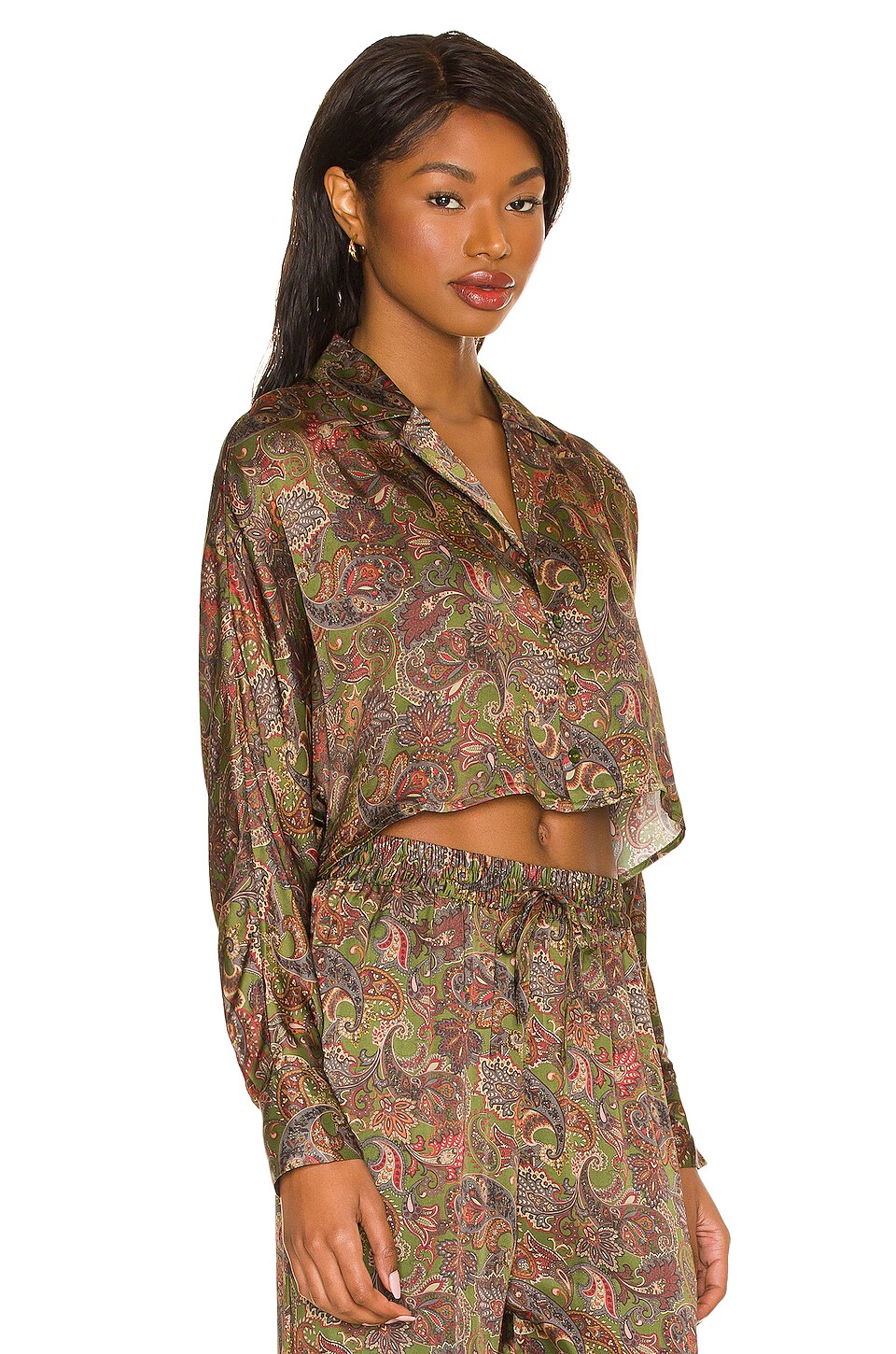Tell Your Friends Crop Dolman Shirt in Marant Paisley